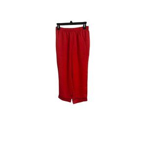 Fabletics Eco Satin Crop Pant Strawberry Red Sz M